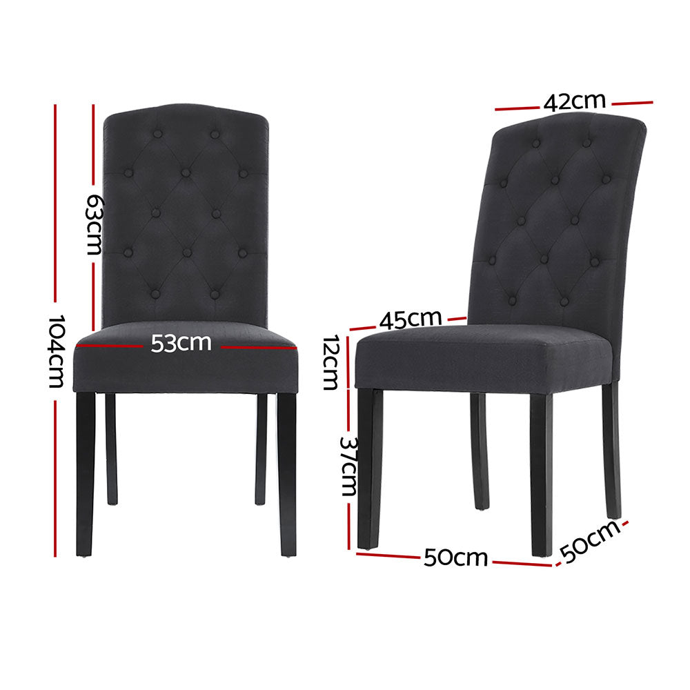 Artiss Tufted Linen Dining Chairs Dark Grey Set of 4