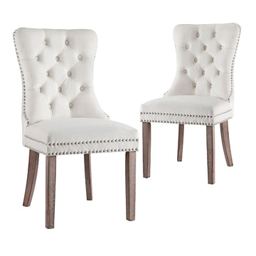 Artiss Dining Chair Set of 2 Beige Velvet Button Tufted