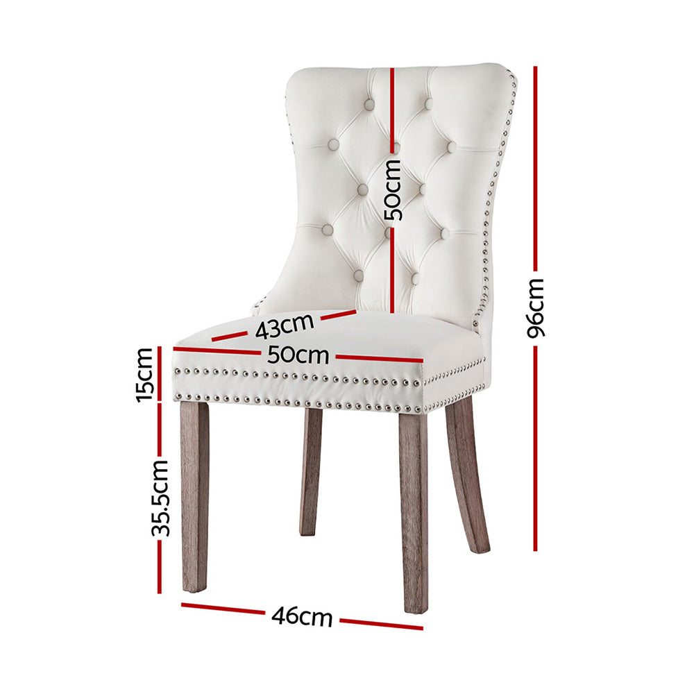 Artiss Dining Chair Set of 2 Beige Velvet Button Tufted