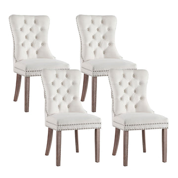 Artiss Button Tufted Dining Chairs Set of 4 Beige Velvet