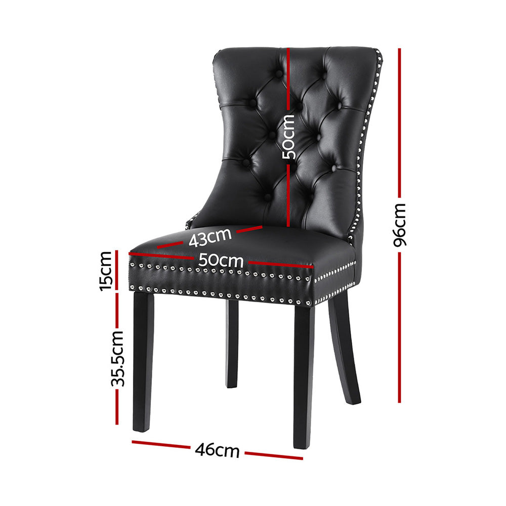Artiss Dining Chair Set of 2 Button Tufted Black PU Leather