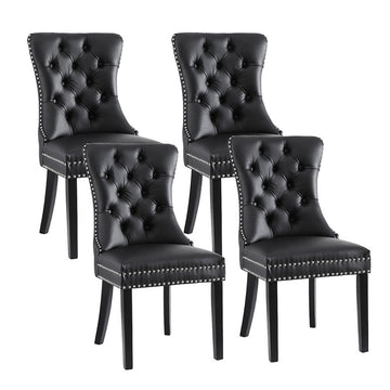 Artiss Button Tufted PU Leather Dining Chairs Set of 4 Black