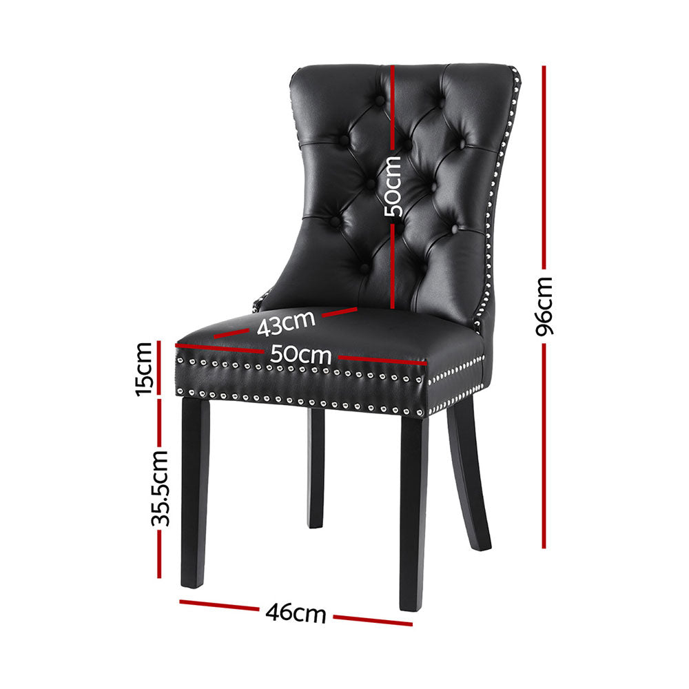 Artiss Button Tufted PU Leather Dining Chairs Set of 4 Black