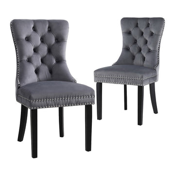 Artiss Button Tufted Velvet Dining Chairs Set of 2 Grey