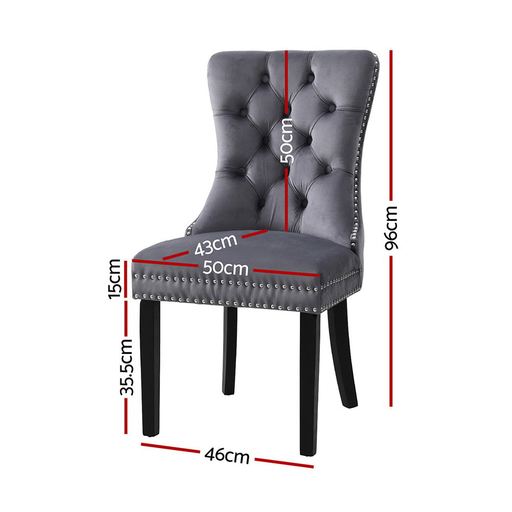 Artiss Button Tufted Velvet Dining Chairs Set of 2 Grey