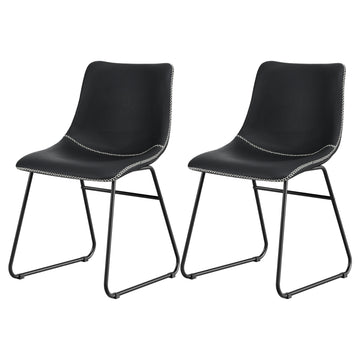 Artiss Retro Dining Chairs Set of 2 PU Leather Black