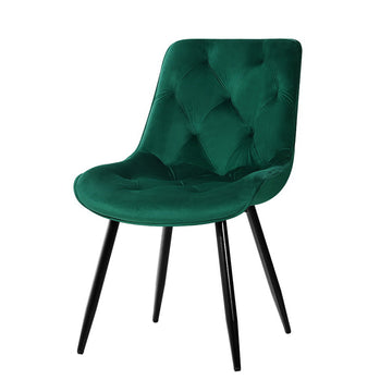 Artiss Velvet Diamond Tufted Dining Chairs Set of 2 Green