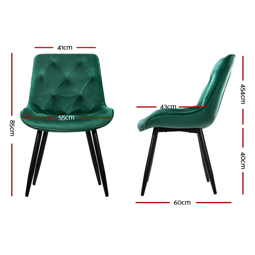 Artiss Starlyn Dining Chairs Set of 4 Velvet Green