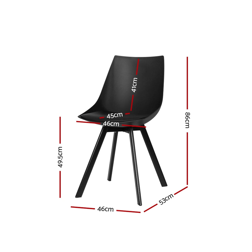 Artiss Dining Chairs Set of 2 with PU Leather Cushion 150kg Capacity Black