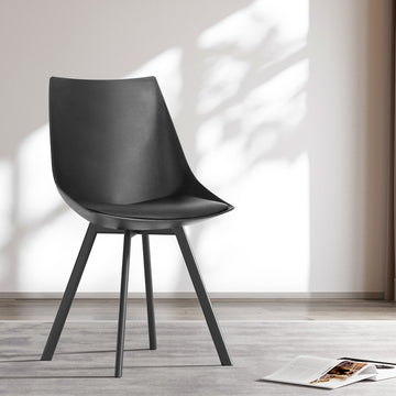 Artiss Dining Chairs Set of 2 with PU Leather Cushion 150kg Capacity Black