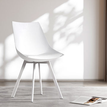 Artiss Dining Chairs Set of 2 with PU Leather Cushion 150kg Capacity White