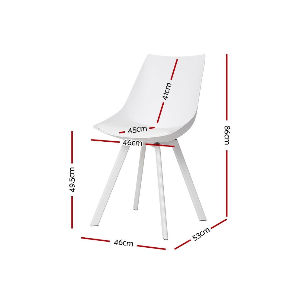 Artiss Dining Chairs Set of 2 with PU Leather Cushion 150kg Capacity White