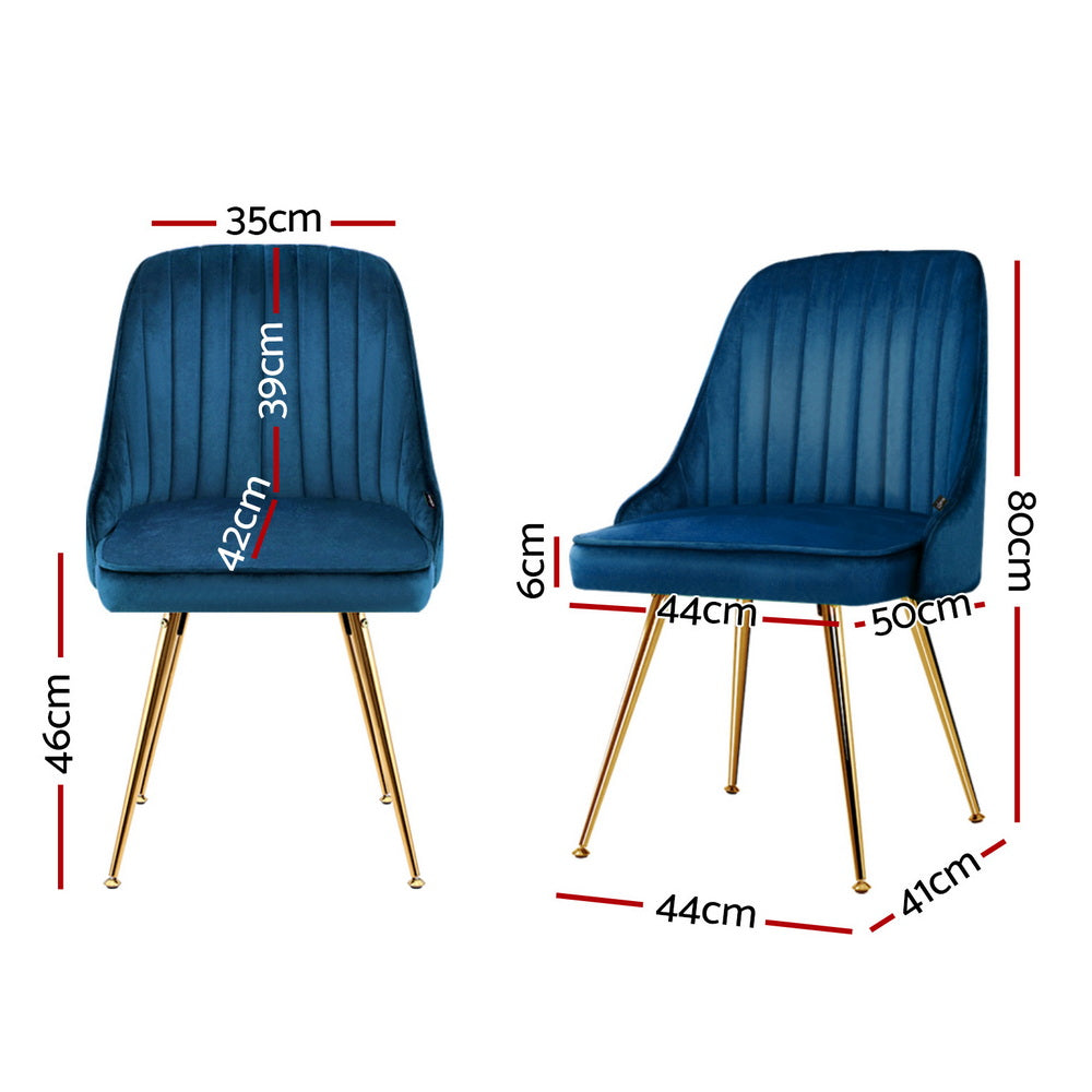Artiss Velvet Channel Tufted Dining Chairs Set of 4 Blue