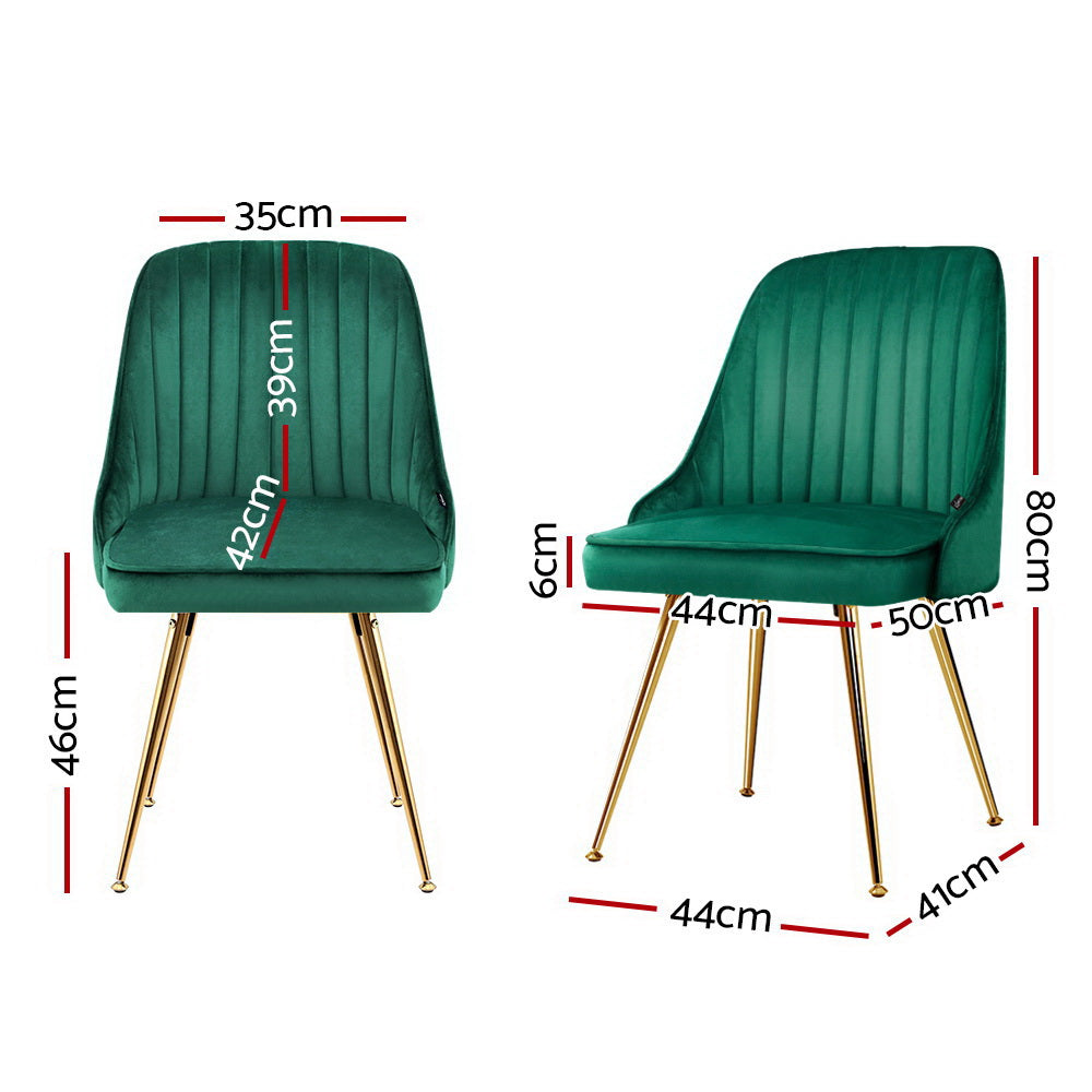 Artiss Velvet Dining Chairs Set of 2 Green