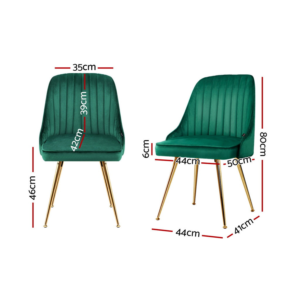 Artiss Velvet Channel Tufted Dining Chairs Set of 4 Green