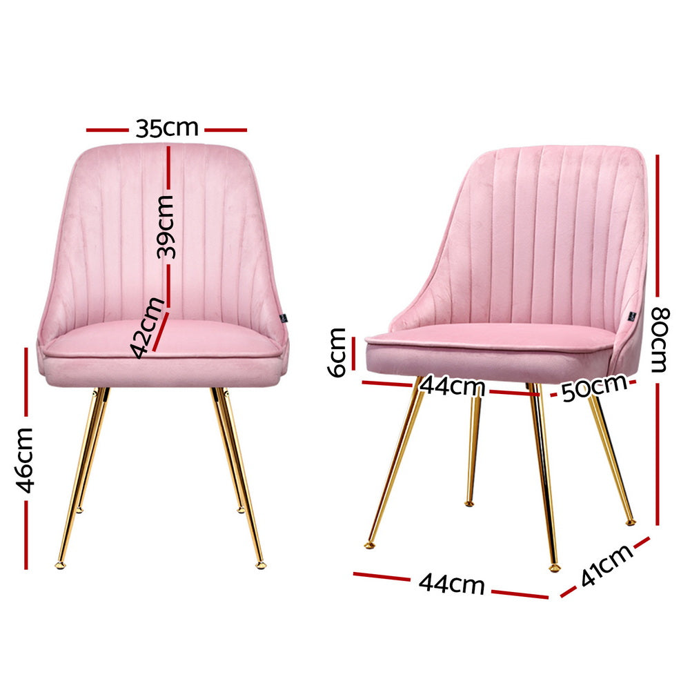 Artiss Velvet Channel Tufted Dining Chairs Set of 4 Pink