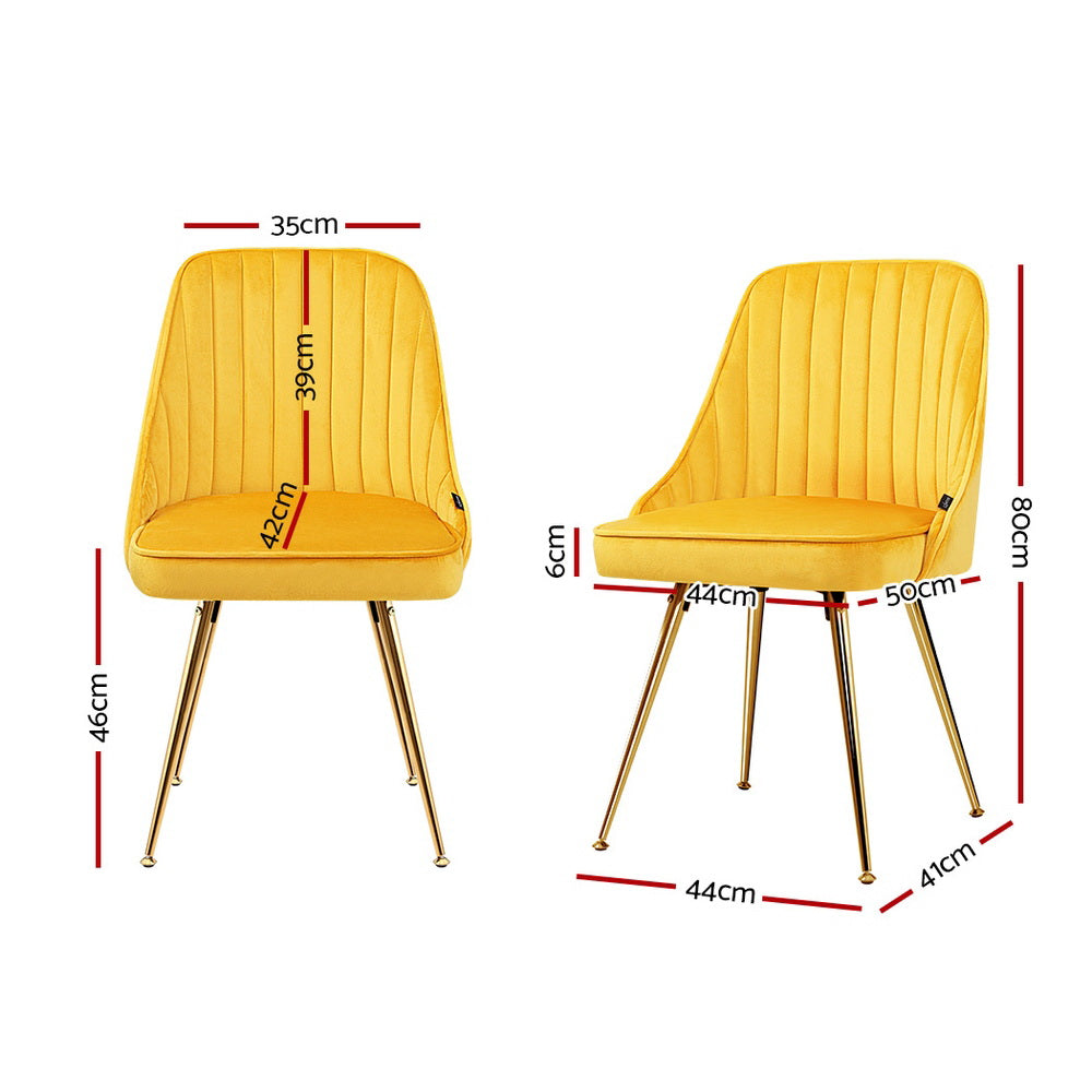 Artiss Velvet Dining Chairs Set of 2 Yellow