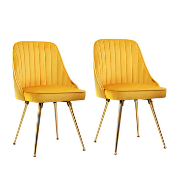 Artiss Velvet Dining Chairs Set of 2 Yellow