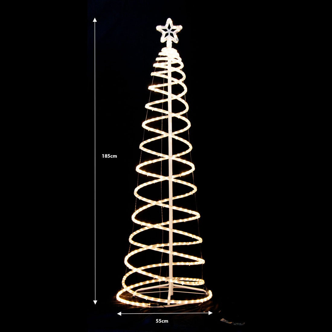 Samland LED Spiral Rope Light Christmas Tree with Star Motif 185cm Warm White