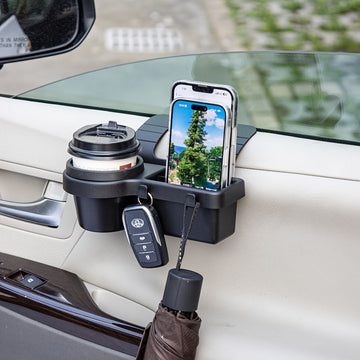 Car Door Side Organiser with Cup Holder and Phone Holder Black