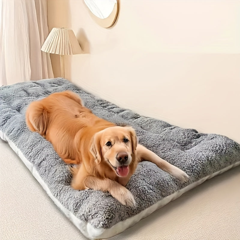Warm Faux Mohair Dog Bed 120cm for Large Dogs Grey
