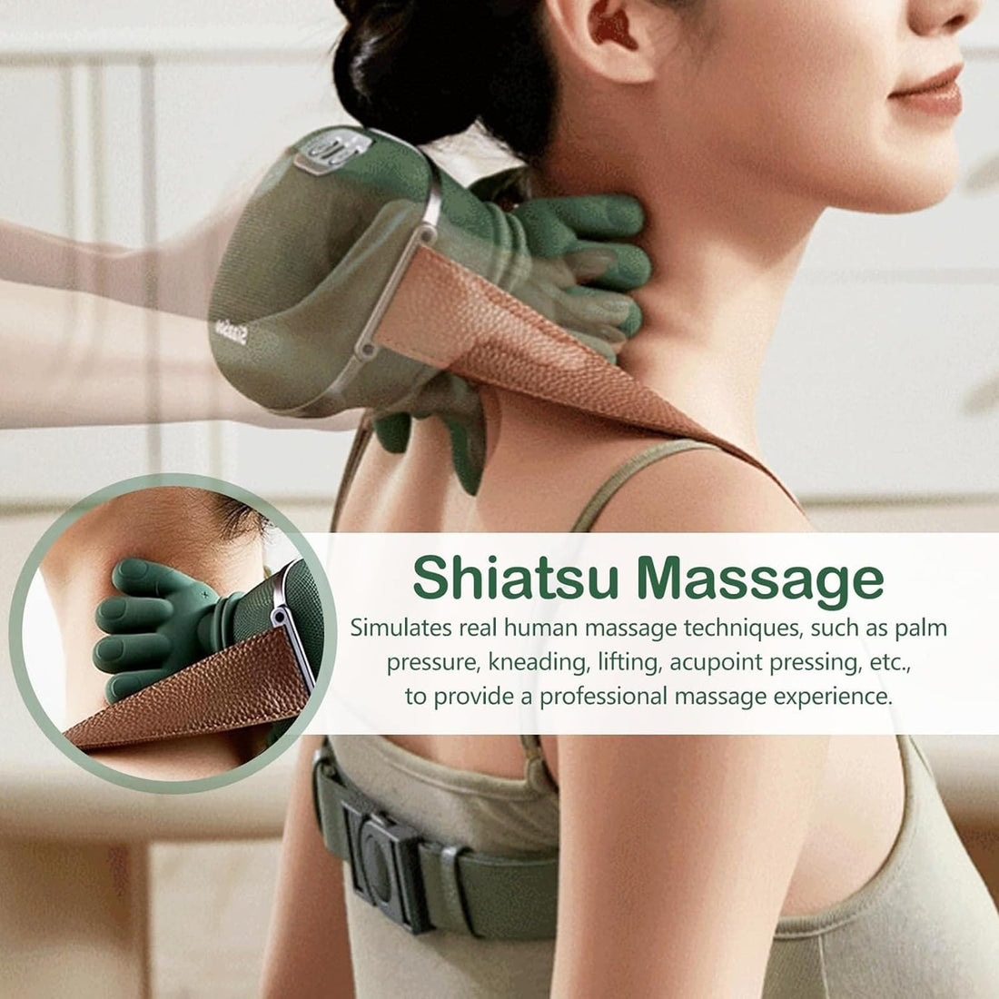 Neck & Shoulder Massager 4D Deep Kneading Heat Forest Green