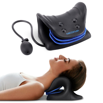 Adjustable Airbag Neck Traction Pillow 8 Massage Points Pain Relief Black