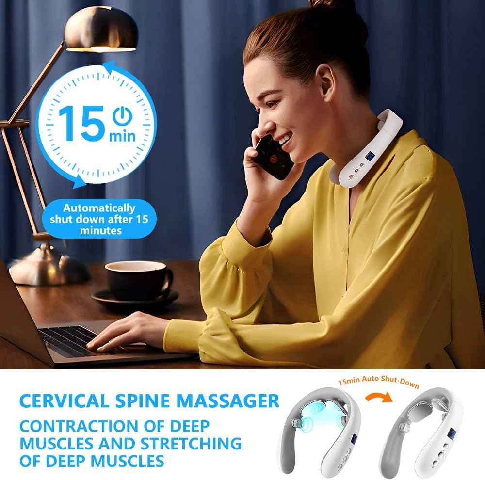 Vortaz Wireless Neck Massager Electric Pulse Heat 10 Modes