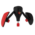 Black push-up trainer front view with dual pads open, LED counter, colour pressure gauge and red adjustment knobs
