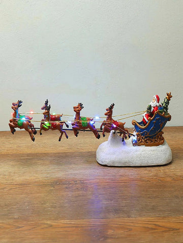 Light-Up Christmas Village House Set Santa Sleigh Reindeer