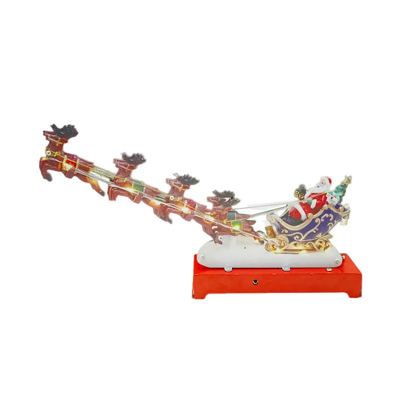 Light-Up Christmas Village House Set Santa Sleigh Reindeer