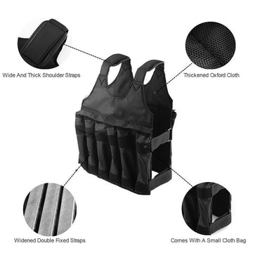 Adjustable Weighted Vest 50kg Oxford Cloth Black Fitness Training