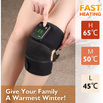 Black Cordless Heating Knee Pad with Massage Function