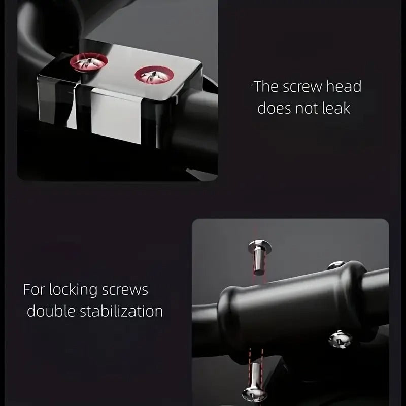 Ab wheel feature infographic with leak-proof screw head and double-stabilization system text