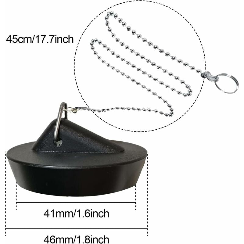 Vortaz Universal Sink Plug 2-Pack with Ball Chain 42-45mm