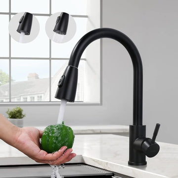 Vortaz Kitchen Faucet Pull-Down Sprayer 2 Jets Black