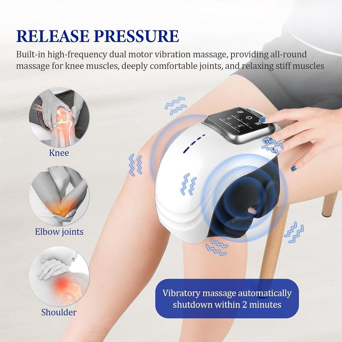 Wireless Rechargeable Knee Massager with LED Screen