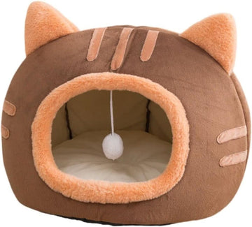 Ultra-Soft 2-in-1 Cat Bed Tent Sherpa Fleece Hanging Ball S Gray