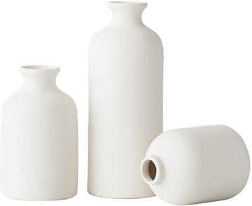Vortaz 3-Piece Minimalist Ceramic Vase Set Matte White