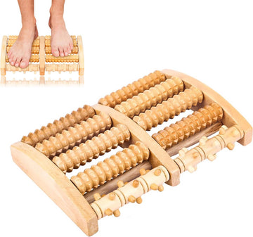 Natural Wood Foot Reflexology Roller for Pain Relief and Circulation