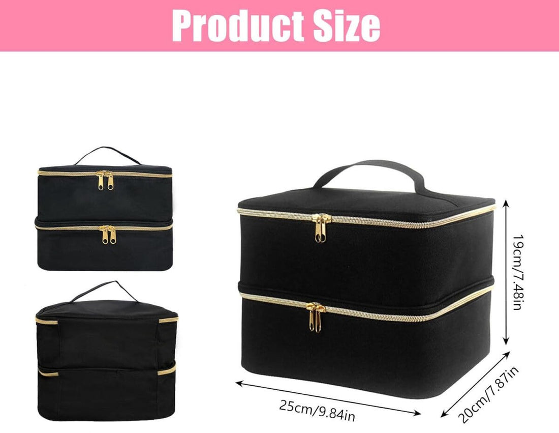 Vortaz Nail Polish Case Double Layer 30 Bottles Nylon Black