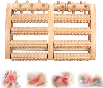 Wooden Foot Roller Massager 10 Roller Bars Plantar Fasciitis Relief