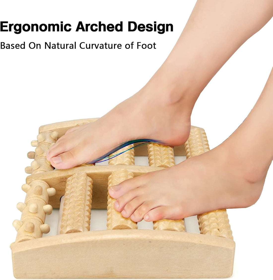 Wooden Foot Roller Massager 10 Roller Bars Plantar Fasciitis Relief