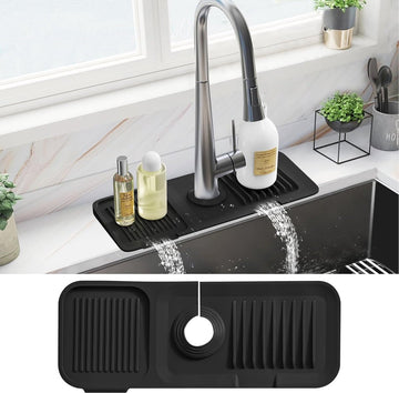 Vortaz Silicone Faucet Splash Guard Mat Non-Slip Black