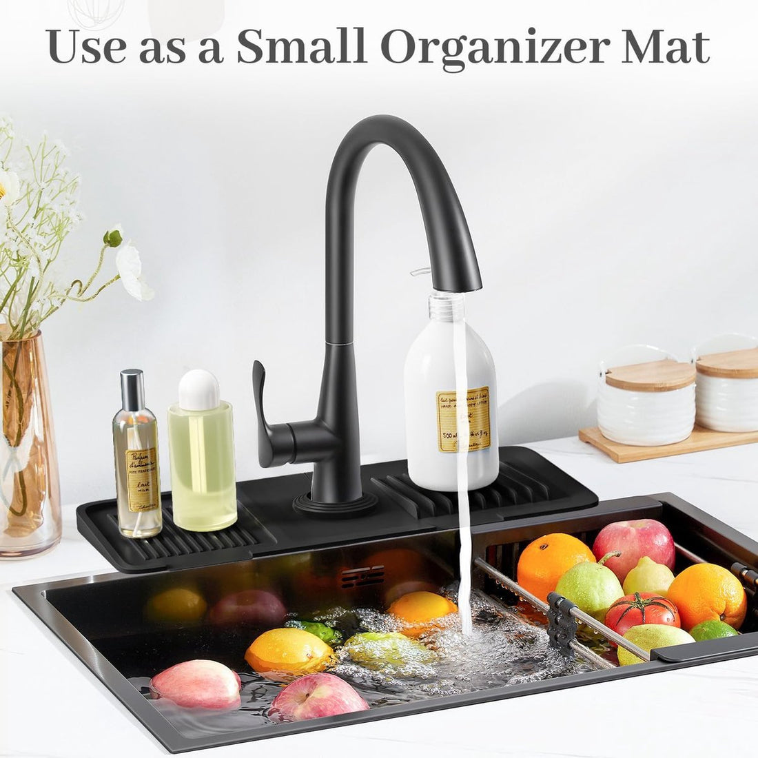 Vortaz Silicone Faucet Splash Guard Mat Non-Slip Black