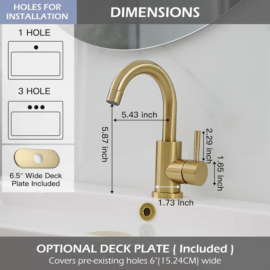 Brushed Gold Kitchen Mixer Tap 360 Swivel Gold