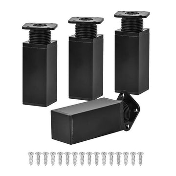 4-Piece Aluminum Alloy Furniture Legs Square Adjustable 10-12cm Black
