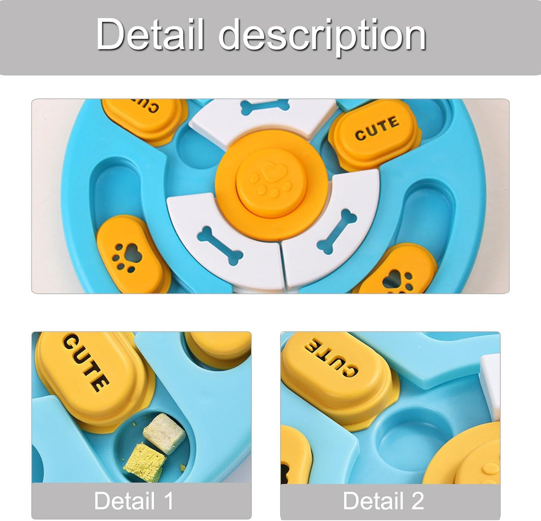 Interactive Dog Treat Puzzle Toy Adjustable Difficulty Blue 25cm