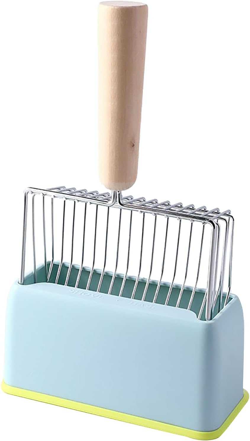 Metal Cat Litter Scoop with Foot Stand for Large Cats Blue
