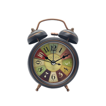 Retro Silent Desk Alarm Clock with Night Light Double Bell Quartz